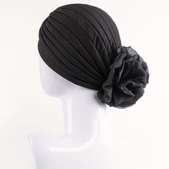 Pleated Mesh Flower Turban Head Wrap Bandana Chemo Cap