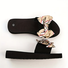 Women's Bowknot Flat Sandals Slip On Comfy Shoes