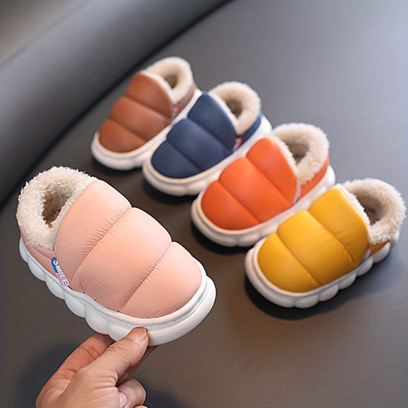 Boys Fleece House Shoes Non Slip Soft Bottom Indoor Winter Walking Shoes