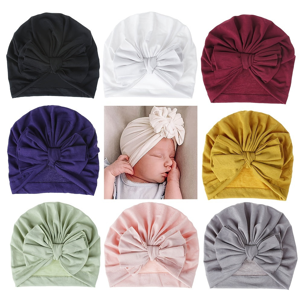 Newborn Infant Bow Head Wrap Beanie Hat Turban Photography Prop Cap