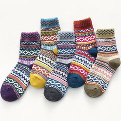5 Pairs Geometric Pattern Colorblock Women's Stockings