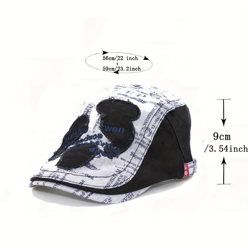 Stylish Patched British Style Peaked Cap Hat For Men