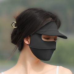 UV Protection Sunshade Mask With Brim Solid Ice Silk Face Covering Balaclava