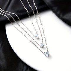 Girls Vintage Layered Heart Star Drop Pendant Necklace