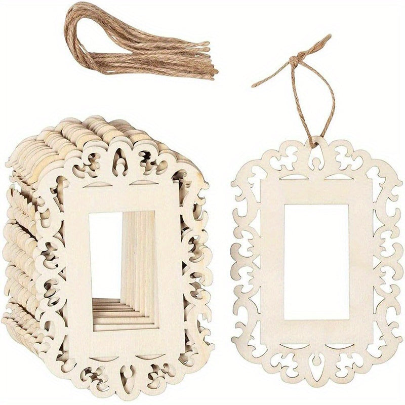 12 Pcs Wooden Picture Frames For Crafts And DIY Ornaments
