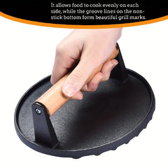 Durable Cast Iron Meat Press Plate for BBQ and Grilling