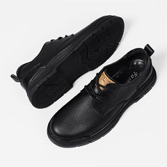 EXSHERO Men's Leather Round Toe Casual Dress Shoes
