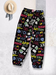 Boys Casual Cartoon Graffiti Print Thin Pants Summer Spring Kids Clothes