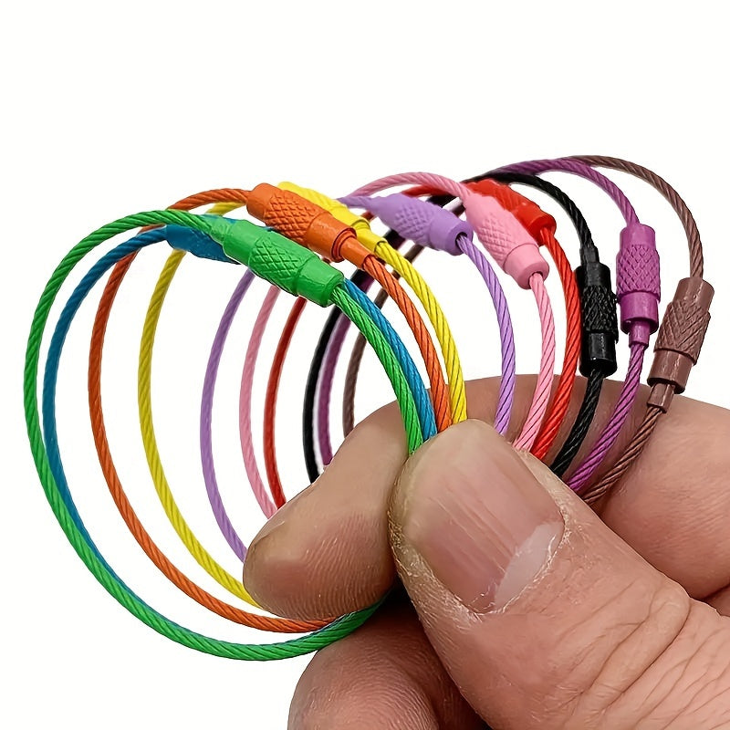 10pcs Colorful Wire Keyring Keychain Stainless Steel Carabiner Outdoor Camping