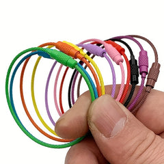 10pcs Colorful Wire Keyring Keychain Stainless Steel Carabiner Outdoor Camping