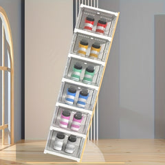 6 Layer Plastic Shoe Rack Box With Door Shoe Storage Box Dust proof Shoe Cabinet