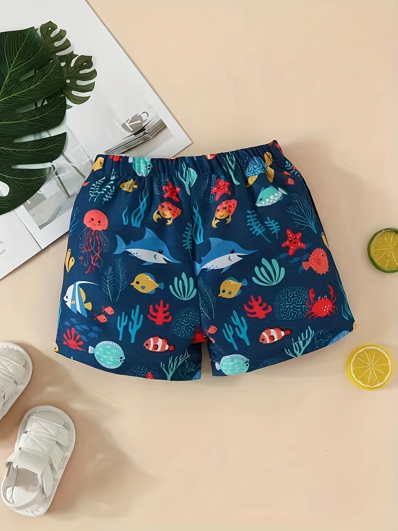 Baby Boys Cartoon Print Beach Shorts for Summer