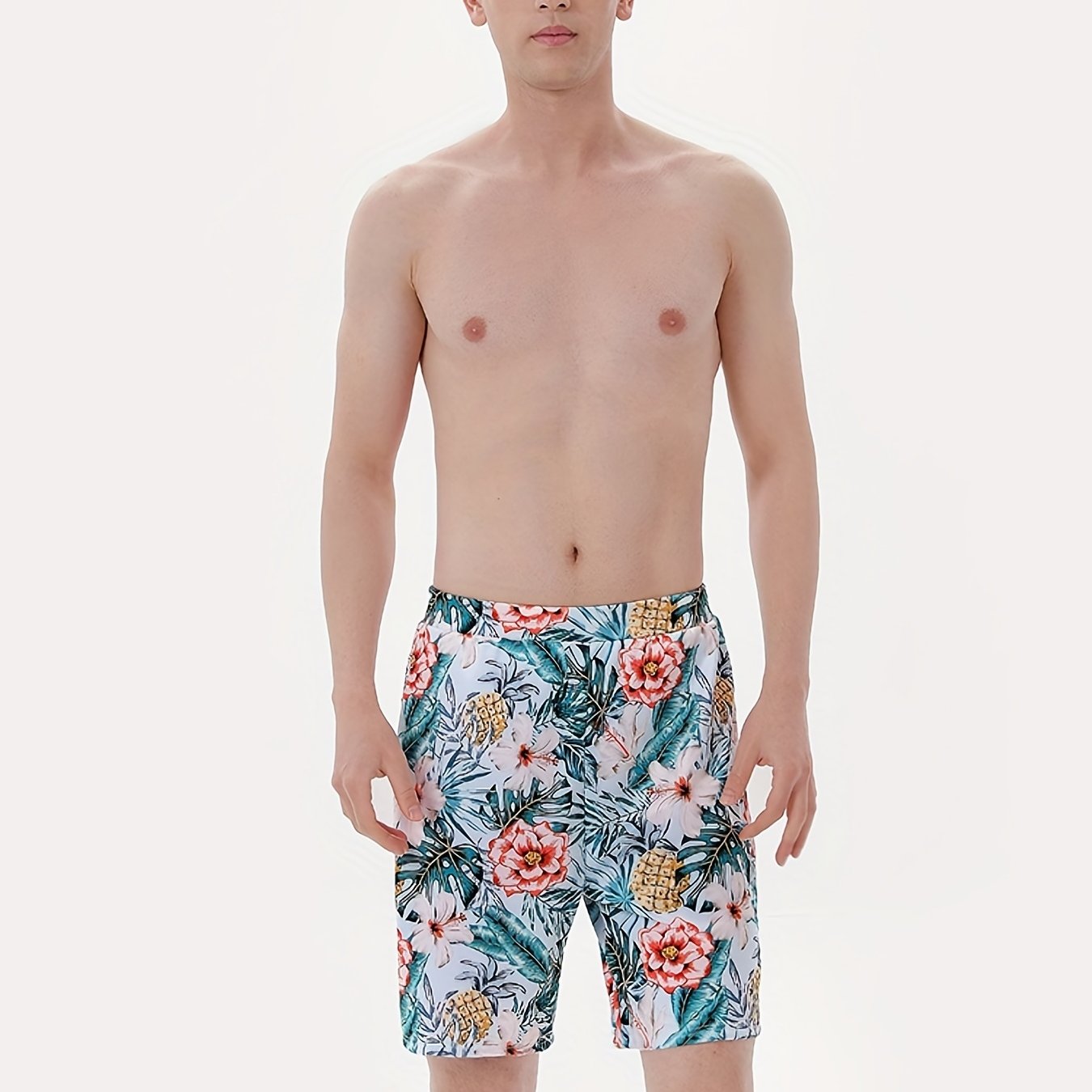 Men's Quick Dry Swim Trunks Tropical Floral Fruit Pattern