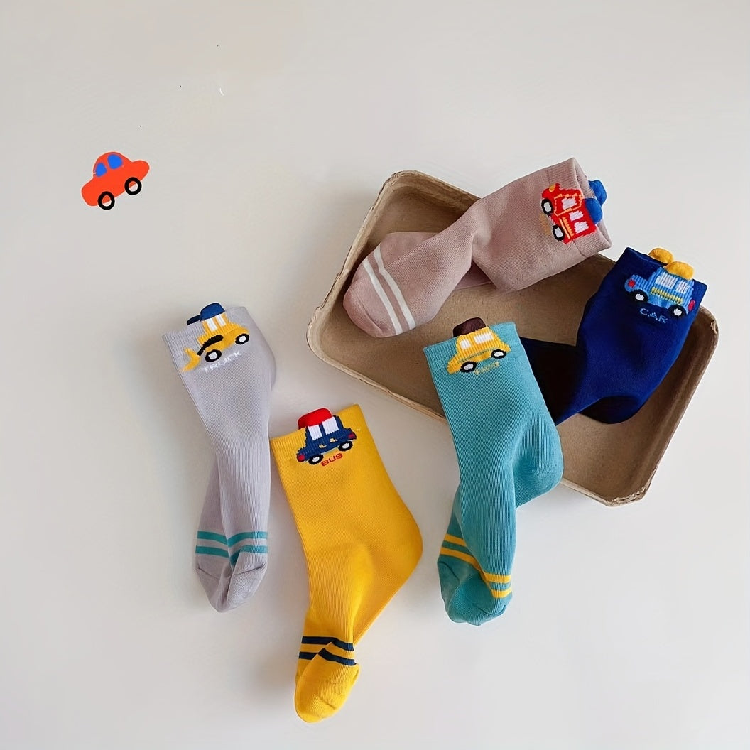 Boys Cartoon Car Pattern Breathable Socks