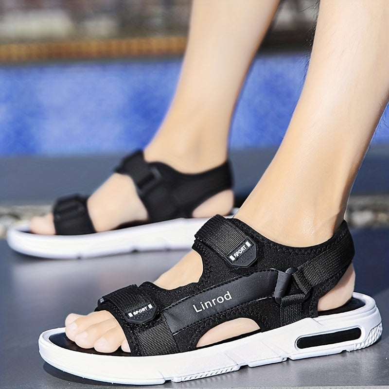 Men's Open Toe Non Slip Hook And Loop Sandals Quick Drying Beach Shoes