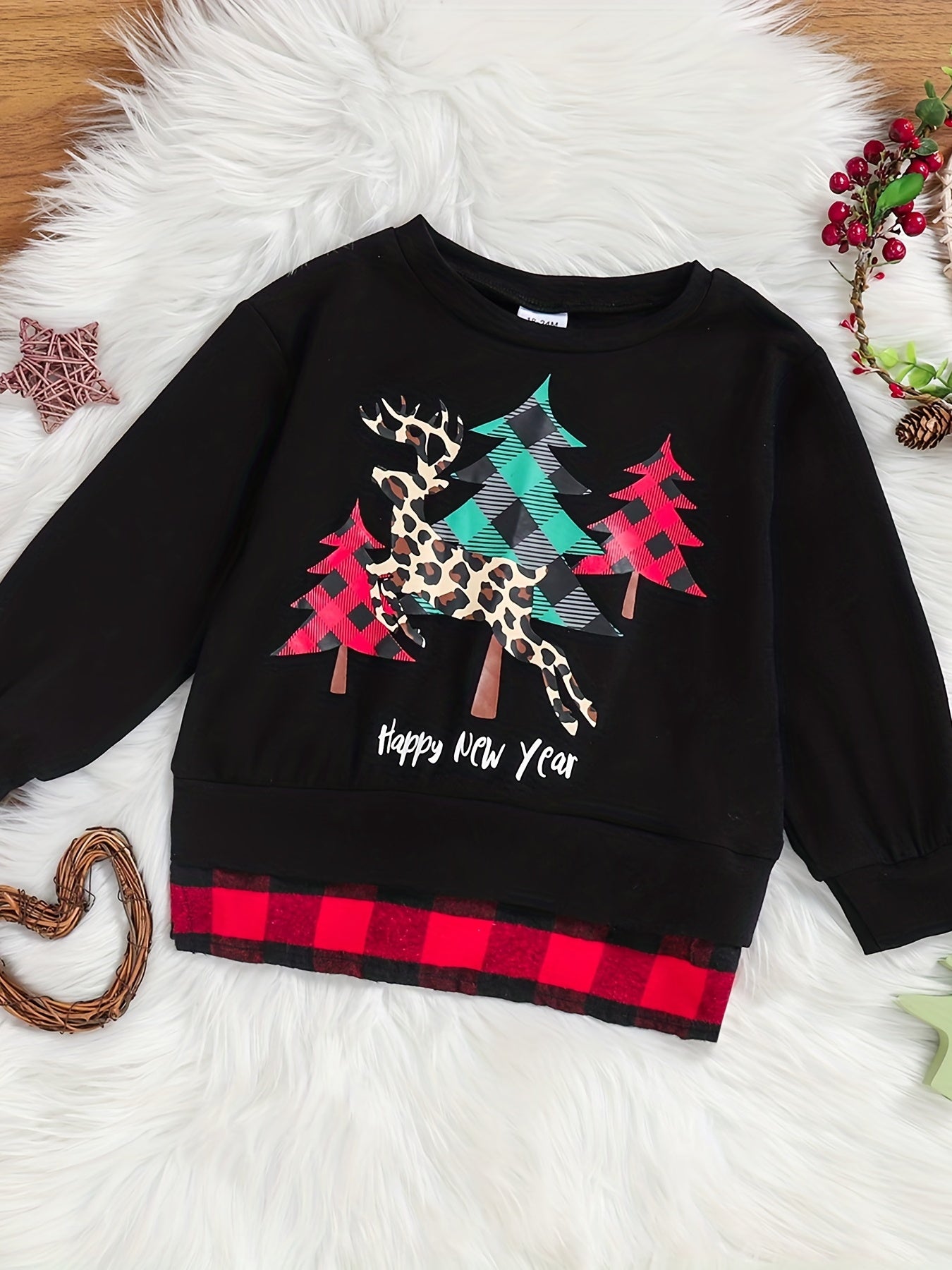 Baby Girls Christmas Print Long Sleeve Top for Spring and Autumn
