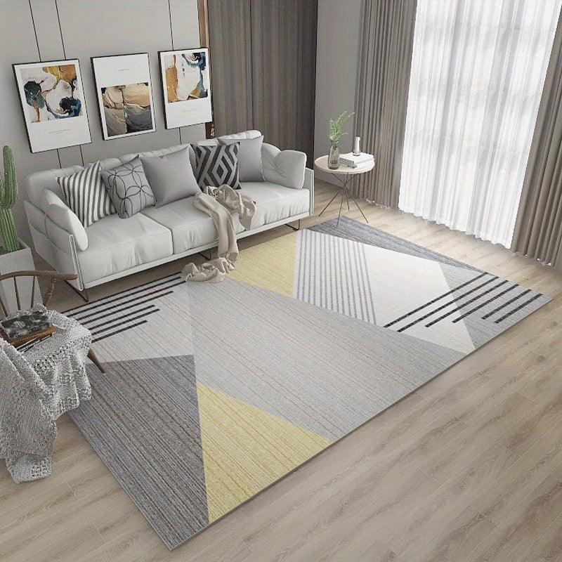 Modern Geometric 6'X8 5' Area Rug Distressed Design Low Pile Decorative Rug