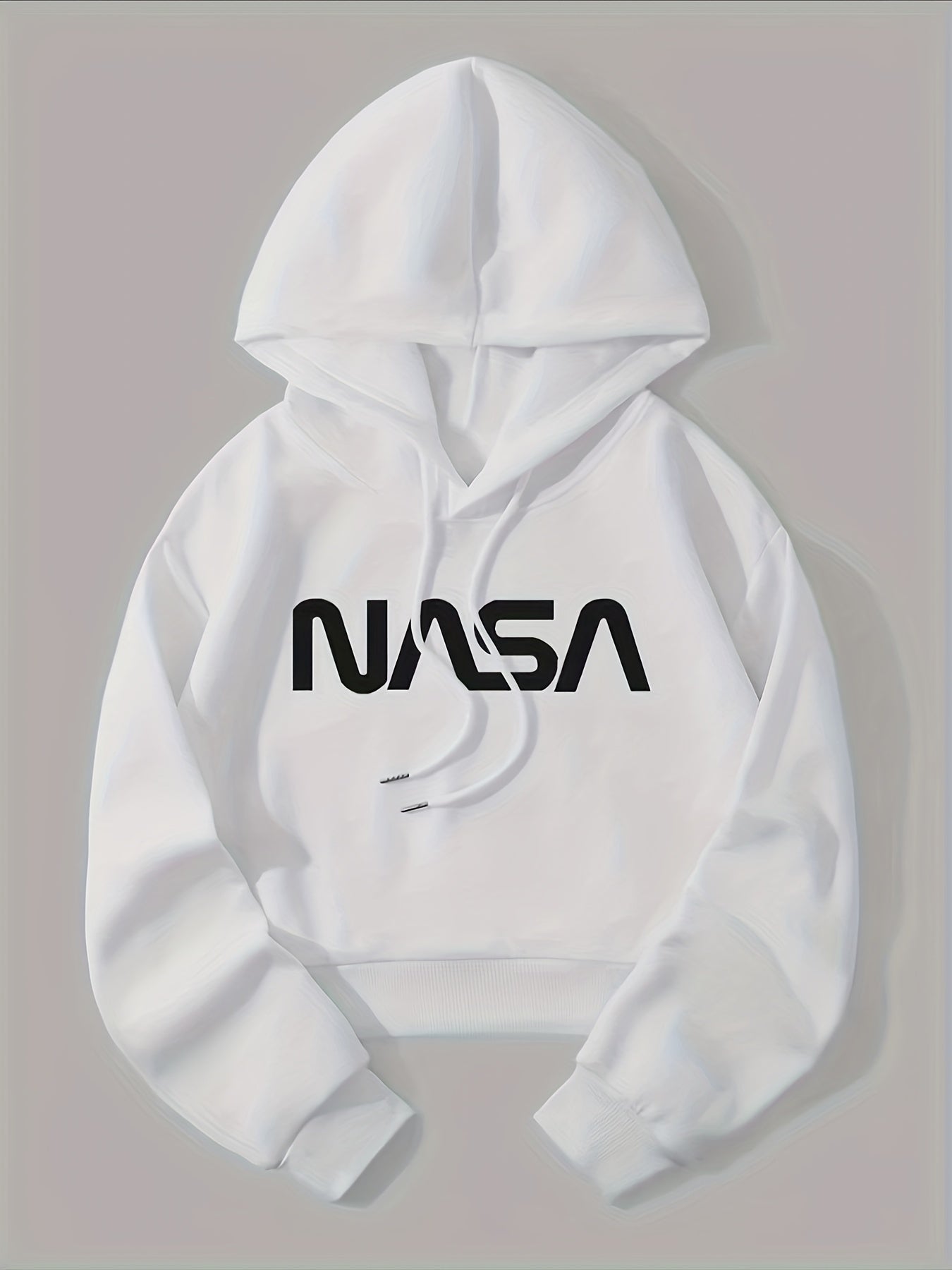 Letter Graphic Drawstring Crop Hoodie Long Sleeve Sweatshirt