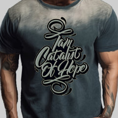Men's Street Style Letter Print Tee Shirt for Summer