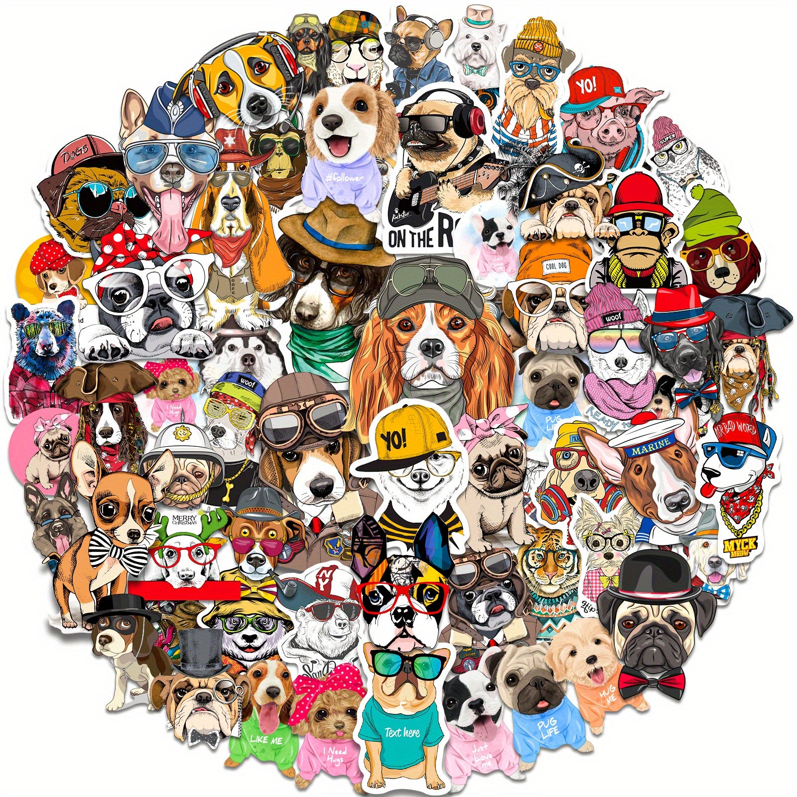 100pcs Animal Stickers Funny Dog Waterproof Vinyl Stickers