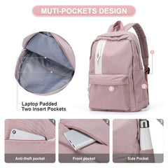 Colorblock School Bag Preppy Daypack All Match Zipper Travel Bag