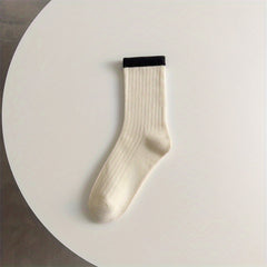 Striped Cotton Mid Calf Socks for Autumn/Winter