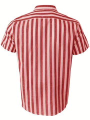 Stripe Print Men's Casual Short Sleeve Shirt