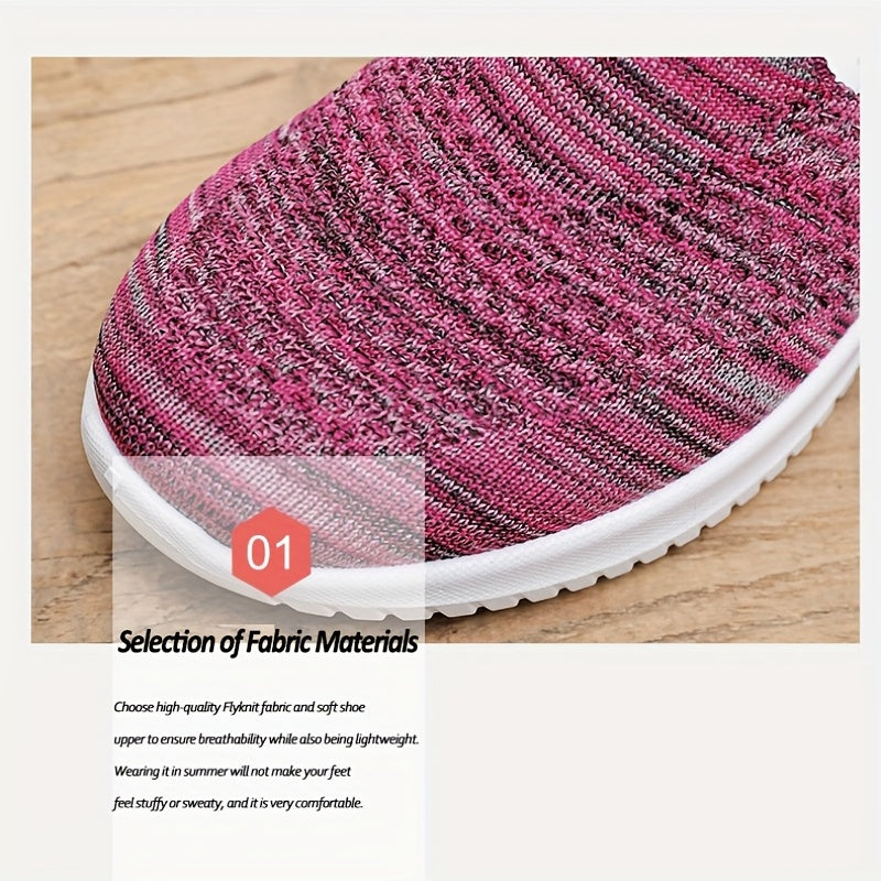 Women's Breathable Flying Woven Slip-On Sneakers Lightweight Low Top Shoes