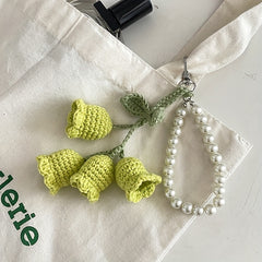 Flower Knitted Keychain Crocheted Wool Pendant