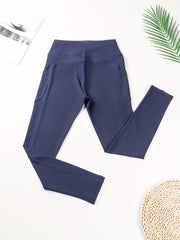 High Waist Crop Pants With Side Pocket Yoga Leggings