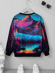 Teens Landscape 3D Print Sweatshirt Kids Casual Pullover