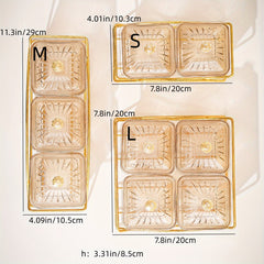 Golden Amber Snack Plate Set for Events Small Food Saucer with Beaded Edge