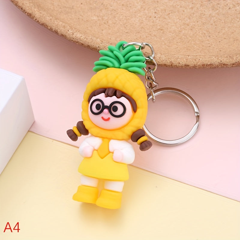Cartoon Fruit Girl Keychain Watermelon Strawberry Pendant Ornament