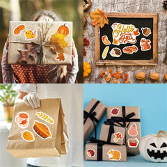 16 Sheets Autumn Leaf Sticker Maple Leaf Thanksgiving Party Decoration Stickers