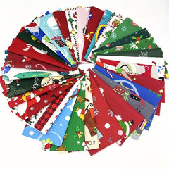 30pcs Christmas Patchwork Fabric Set, Printed Cotton for DIY Sewing Quilting
