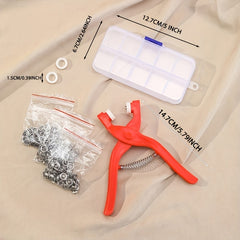 Snap Button Kit Pliers 50 Buttons Clear Box DIY Crafts Clothes Hats