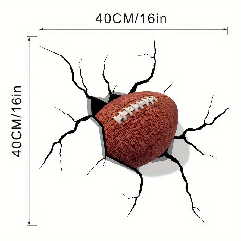 3D Rugby Wall Sticker Self-Adhesive Vinyl Crack Mural Art Decorative Sticker