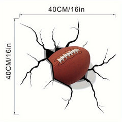 3D Rugby Wall Sticker Self-Adhesive Vinyl Crack Mural Art Decorative Sticker