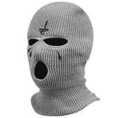 3-Hole Embroidery Mask Hat Outdoor Sunscreen Warm Beanie