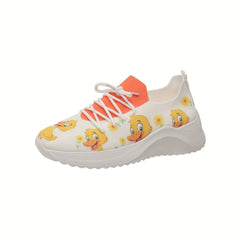 Duck Print Mesh Breathable Woven Shoes Lightweight Comfortable Sneakers