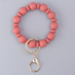 Silicone Beaded Bracelet Keychain Keyring Bag Purse Pendant