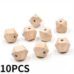 10pcs 14mm Polygonal Lotus Wood Beads for DIY Jewelry Making
