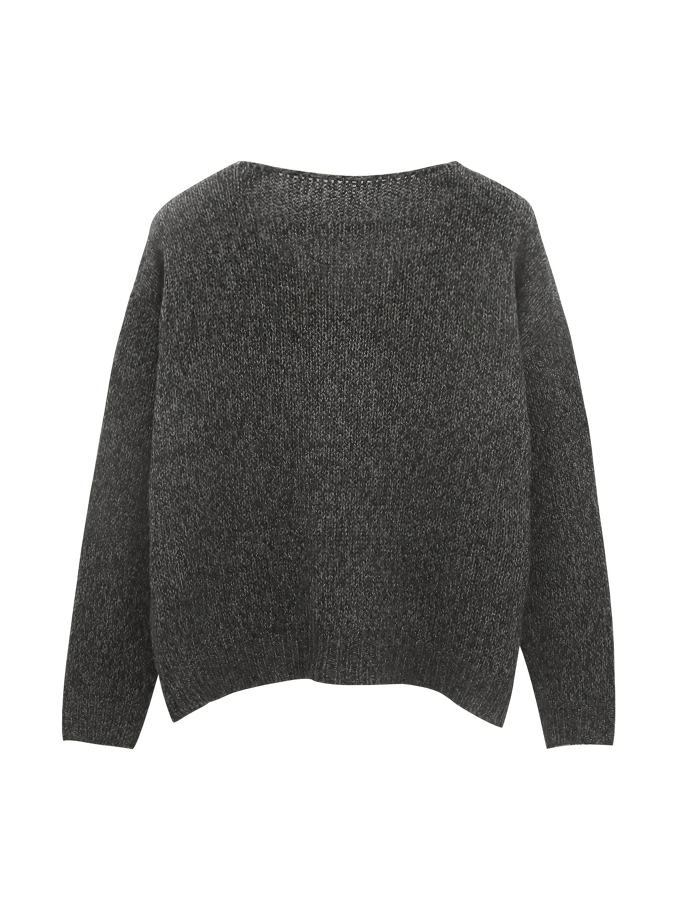 Casual Sweater Women's Plus Solid V Neck Pullover Jumper