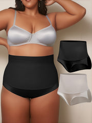 2 Pack Plus Size Seamless Tummy Control Panties Set