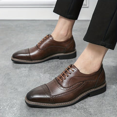 Men's Brogue Oxford Shoes Lace up Front Business Formal Wedding