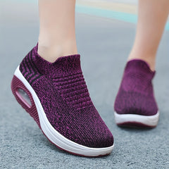 Women's Breathable Wedge Sneakers Slip On Outdoor Walking Shoes