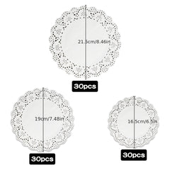 90pcs Lace Paper Doilies Round Cake Pads for Baking Dessert Cake Dec