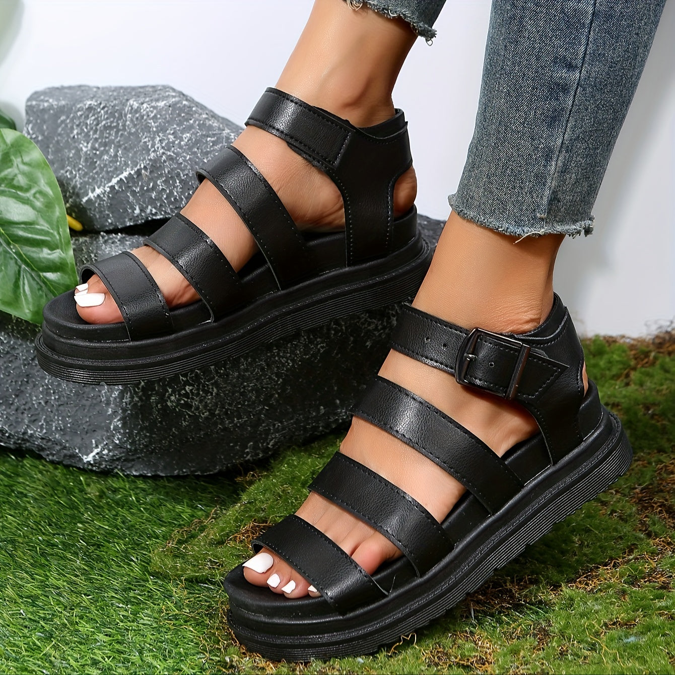 Women's Platform Sandals Ankle Strap Casual Punk Sandals