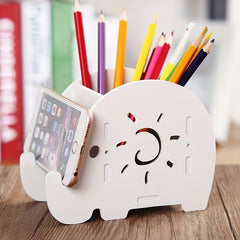 Elephant Desk Organizer Phone Stand Pen Holder Home Office Decor