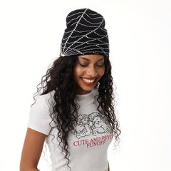 Y2K Spider Web Gothic Beanie Warm Knit Hat
